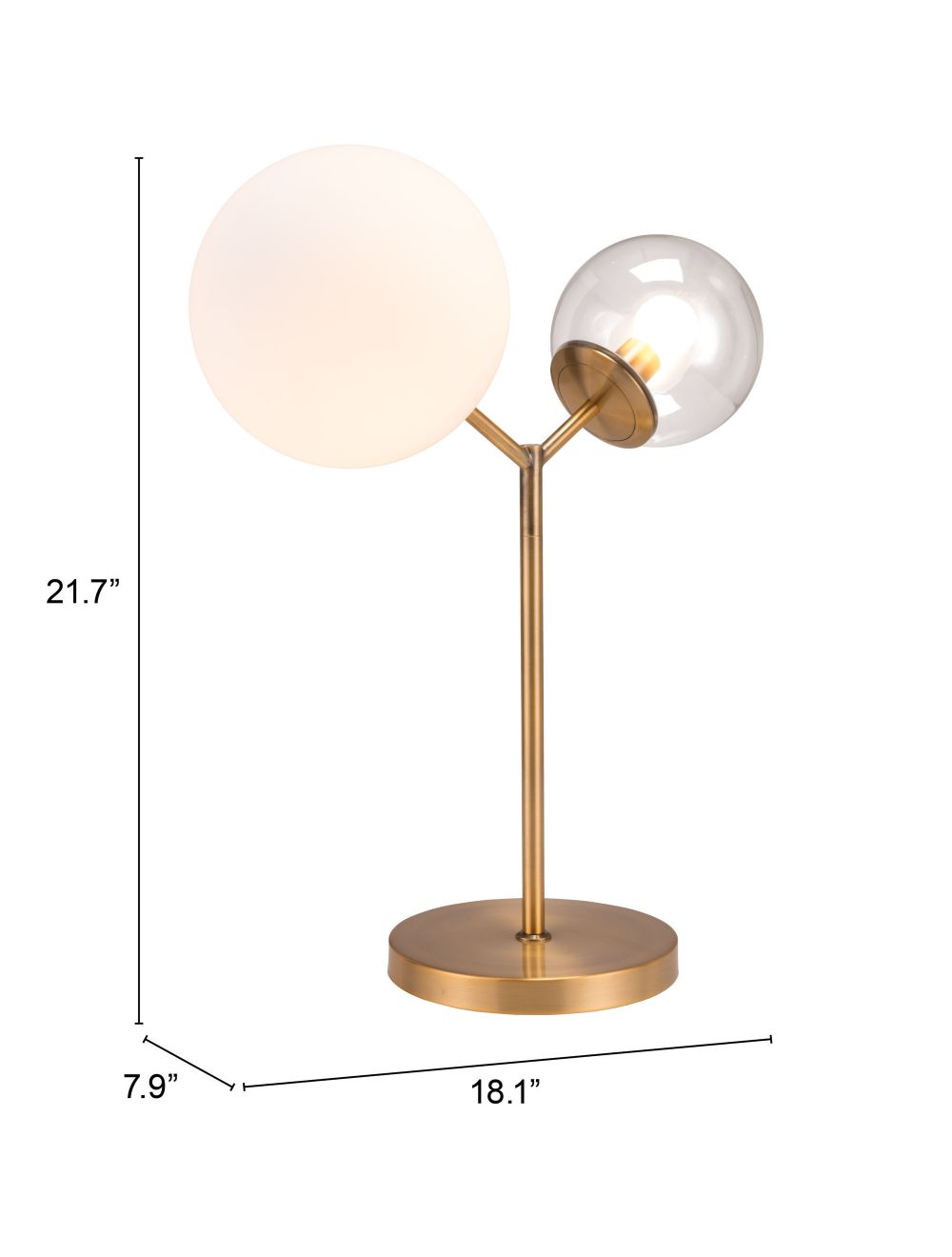 HomeRoots 56" Copper Bedside Table Lamp With Clear Globe Shade