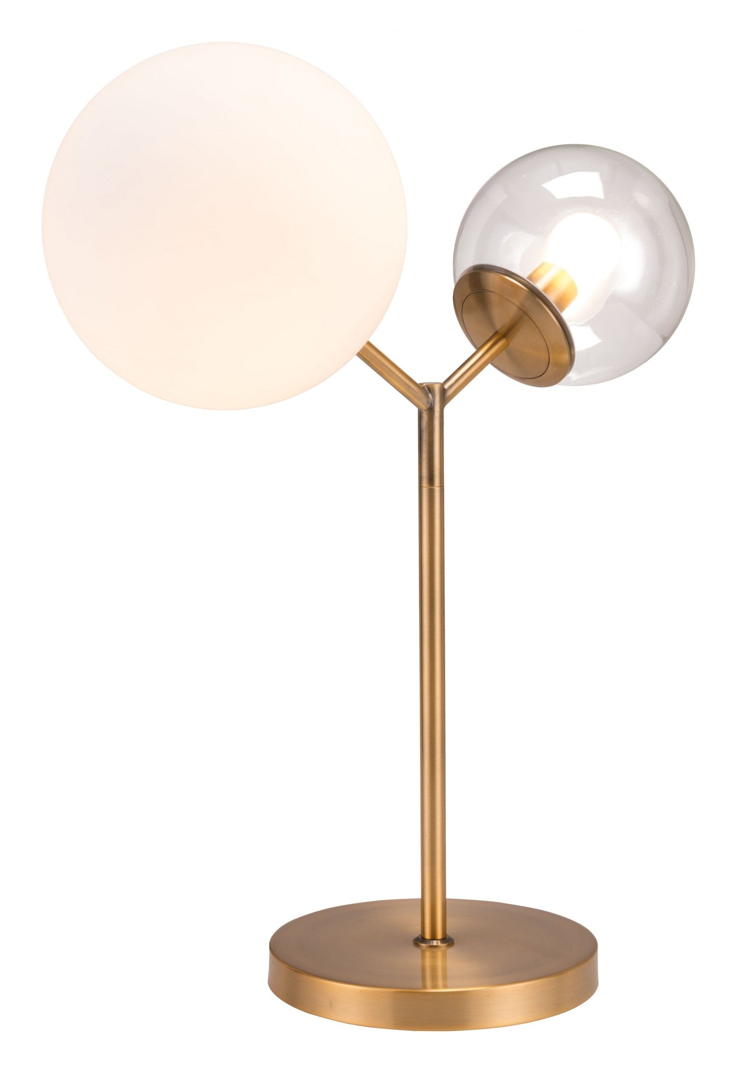 HomeRoots 56" Copper Bedside Table Lamp With Clear Globe Shade
