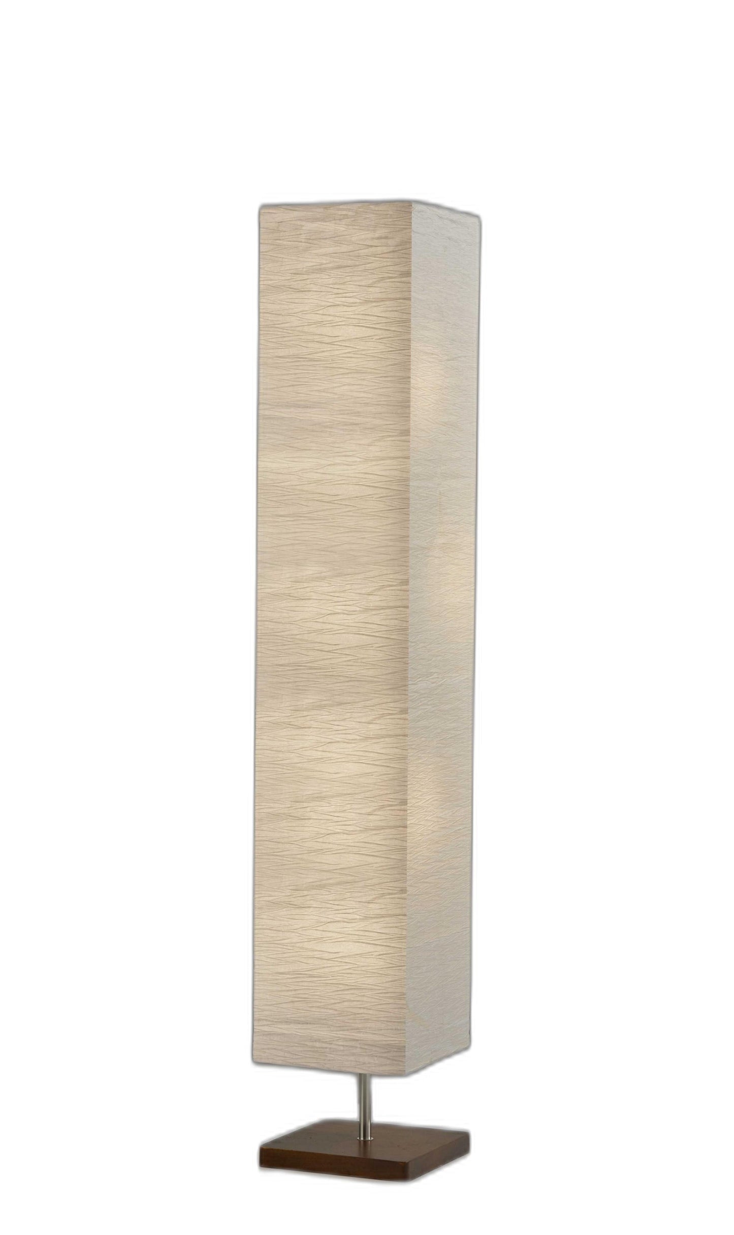 HomeRoots 57" Two Light Column Floor Lamp With White Rectangular Shade in Brushed Finish