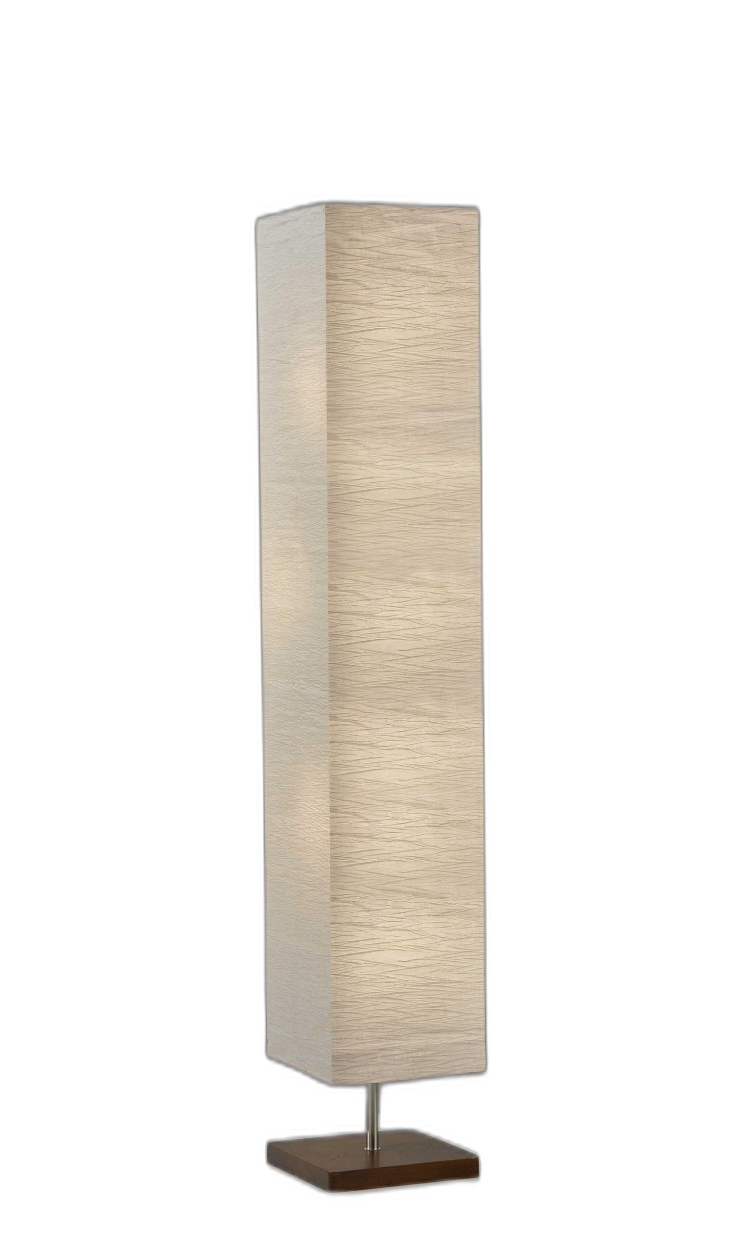 HomeRoots 57" Two Light Column Floor Lamp With White Rectangular Shade in Brushed Finish