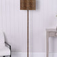 HomeRoots 59” Black and Orange Floor Lamp With Faux Leopard Finish