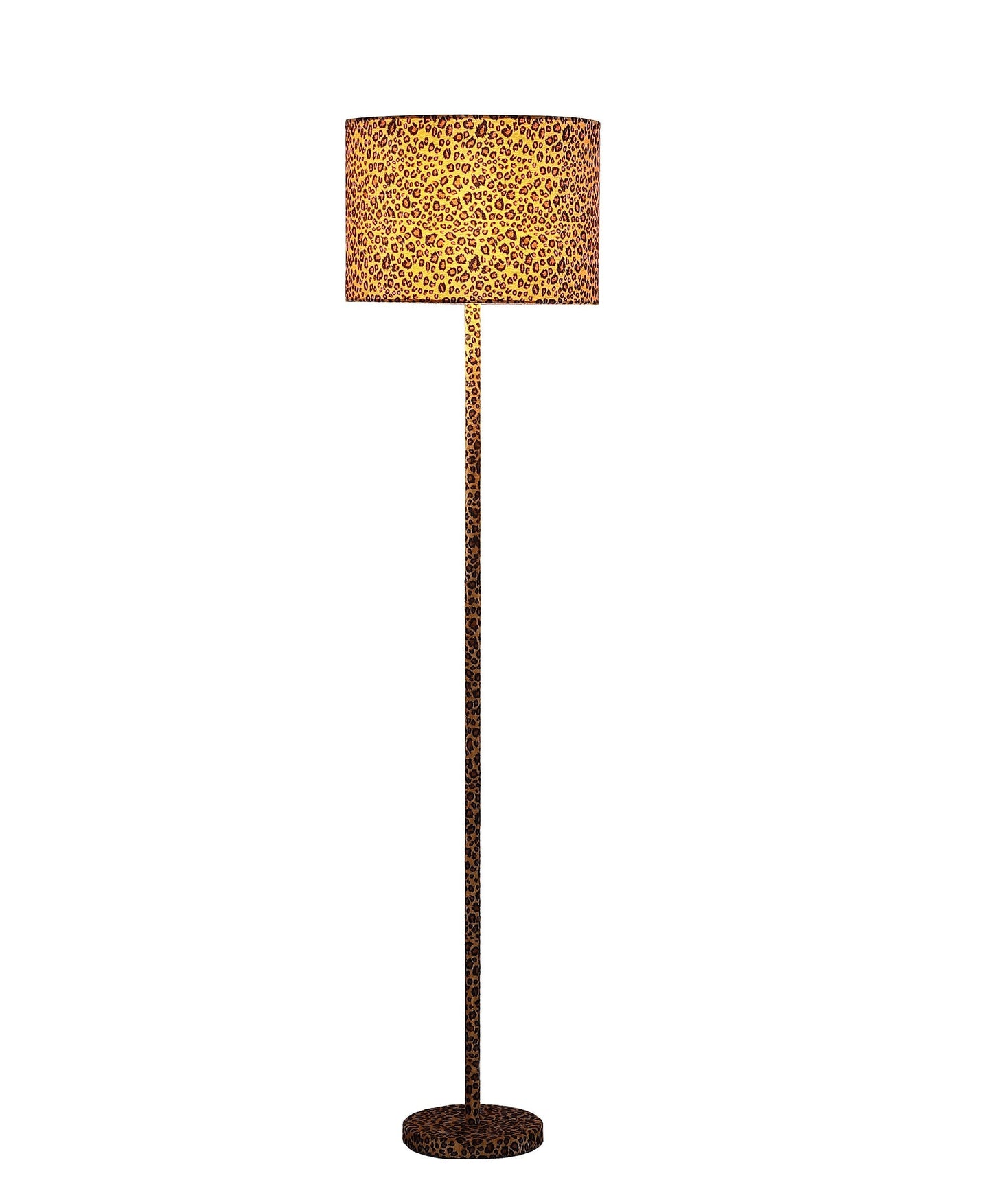 HomeRoots 59” Black and Orange Floor Lamp With Faux Leopard Finish