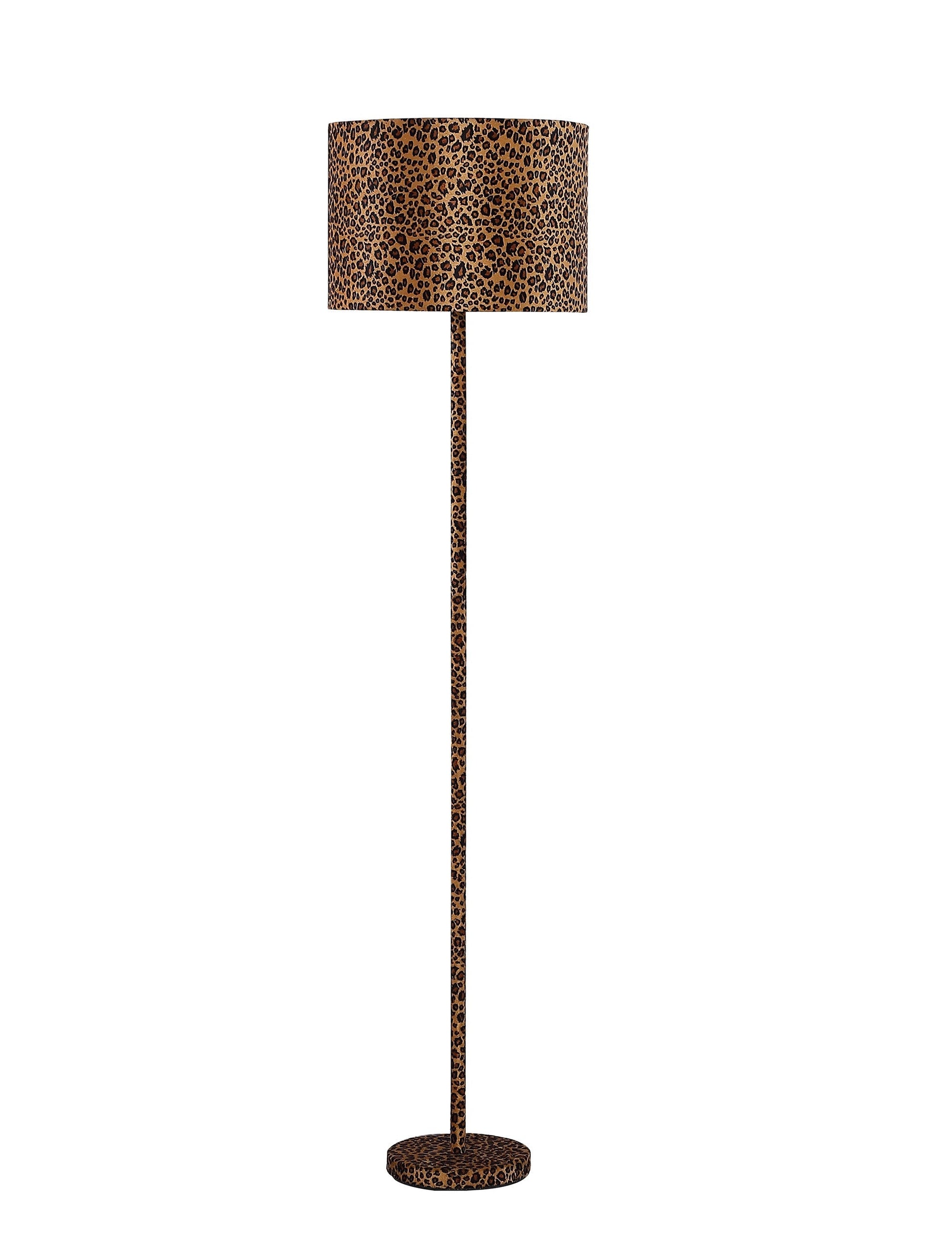 HomeRoots 59” Black and Orange Floor Lamp With Faux Leopard Finish