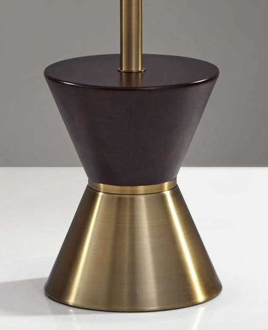 HomeRoots 59" Brass And Wood Textured Cylinder Floor Lamp in Brass Finish