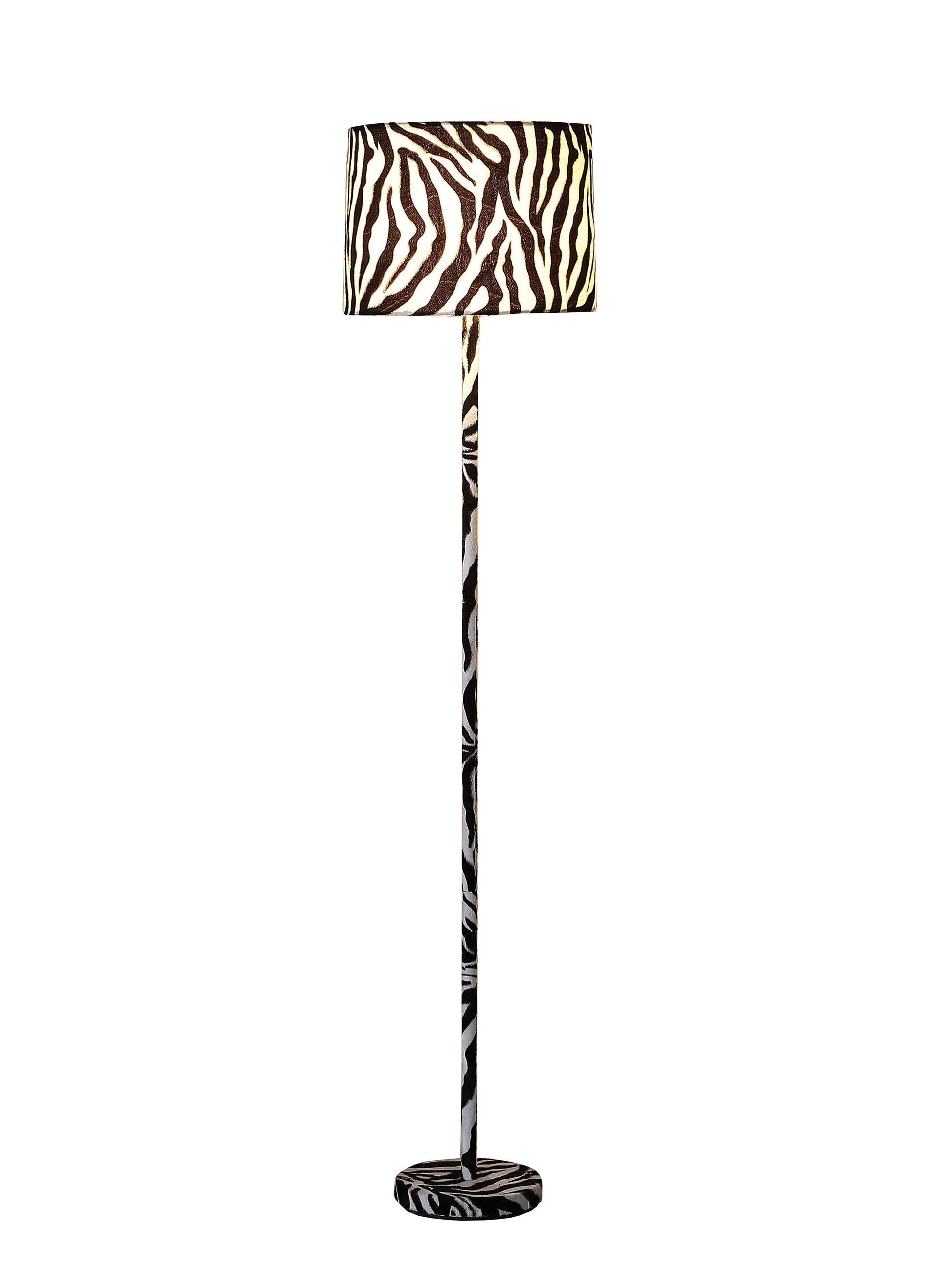 HomeRoots 59” Floor Lamp With Black and White Faux Zebra Print Finish