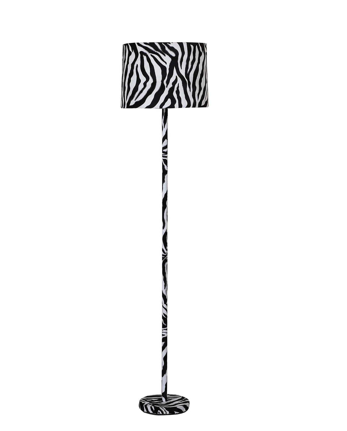 HomeRoots 59” Floor Lamp With Black and White Faux Zebra Print Finish