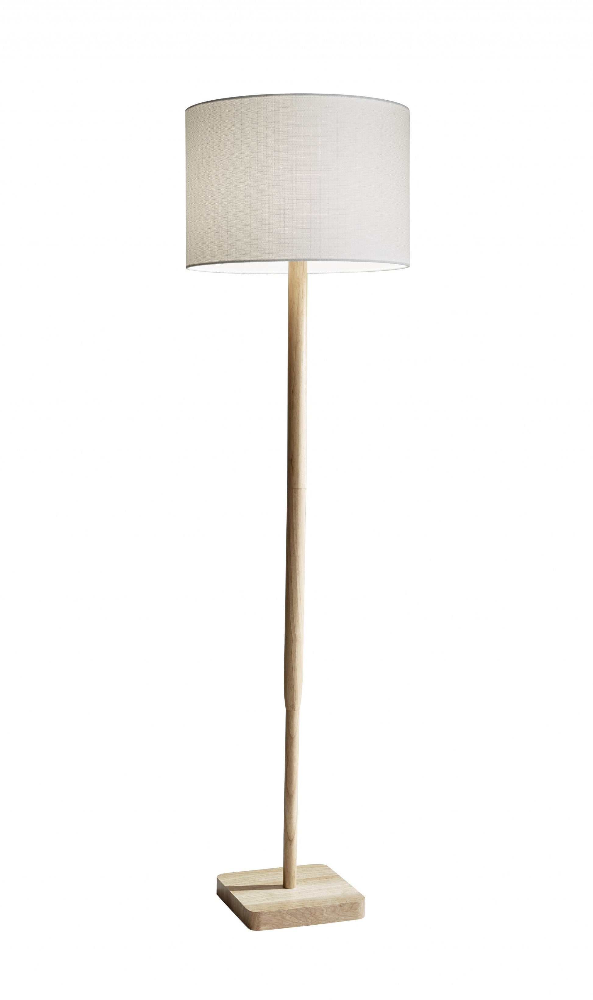 HomeRoots 59" Solid Wood Traditional Shaped Floor Lamp With White Drum Shade