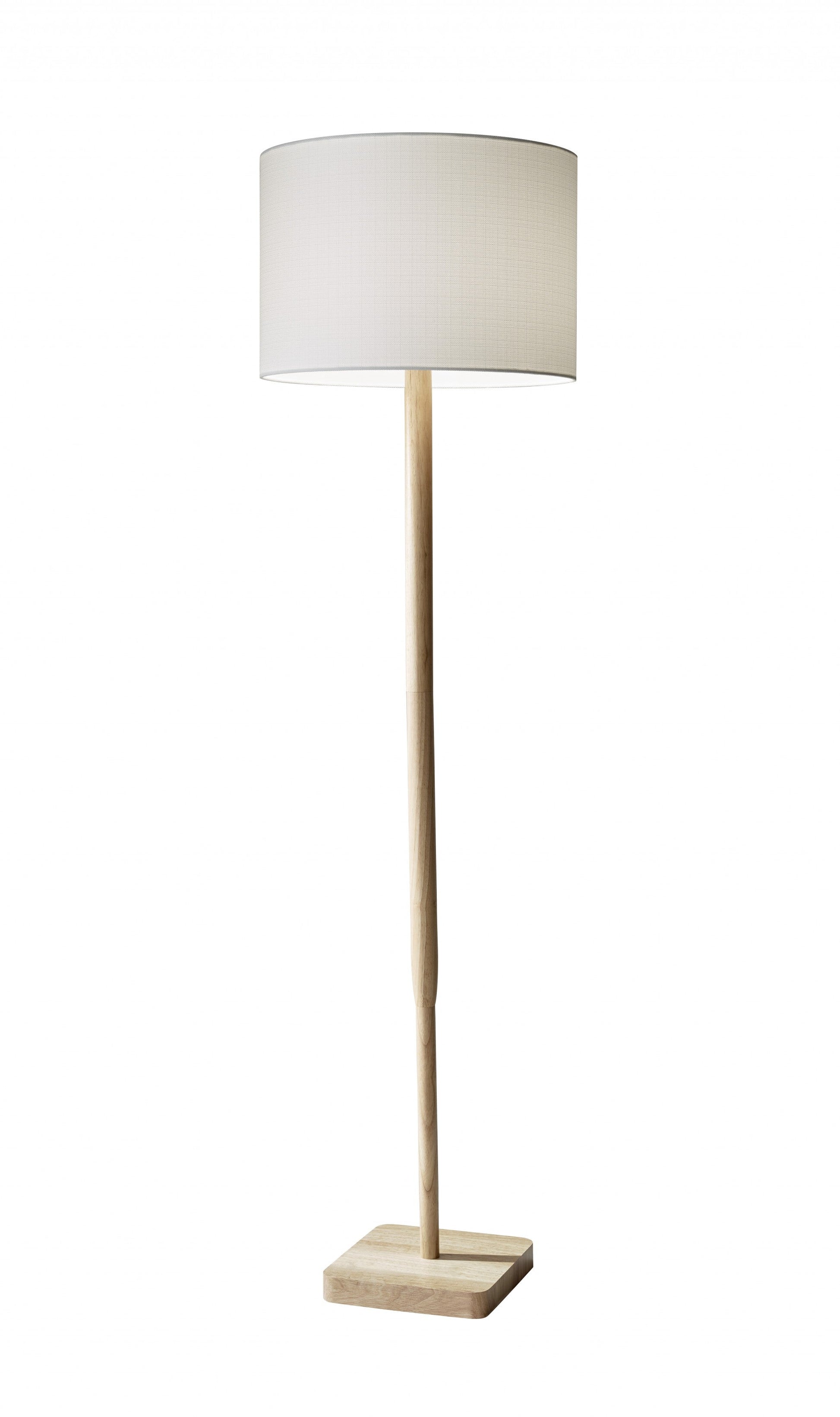 HomeRoots 59" Solid Wood Traditional Shaped Floor Lamp With White Drum Shade