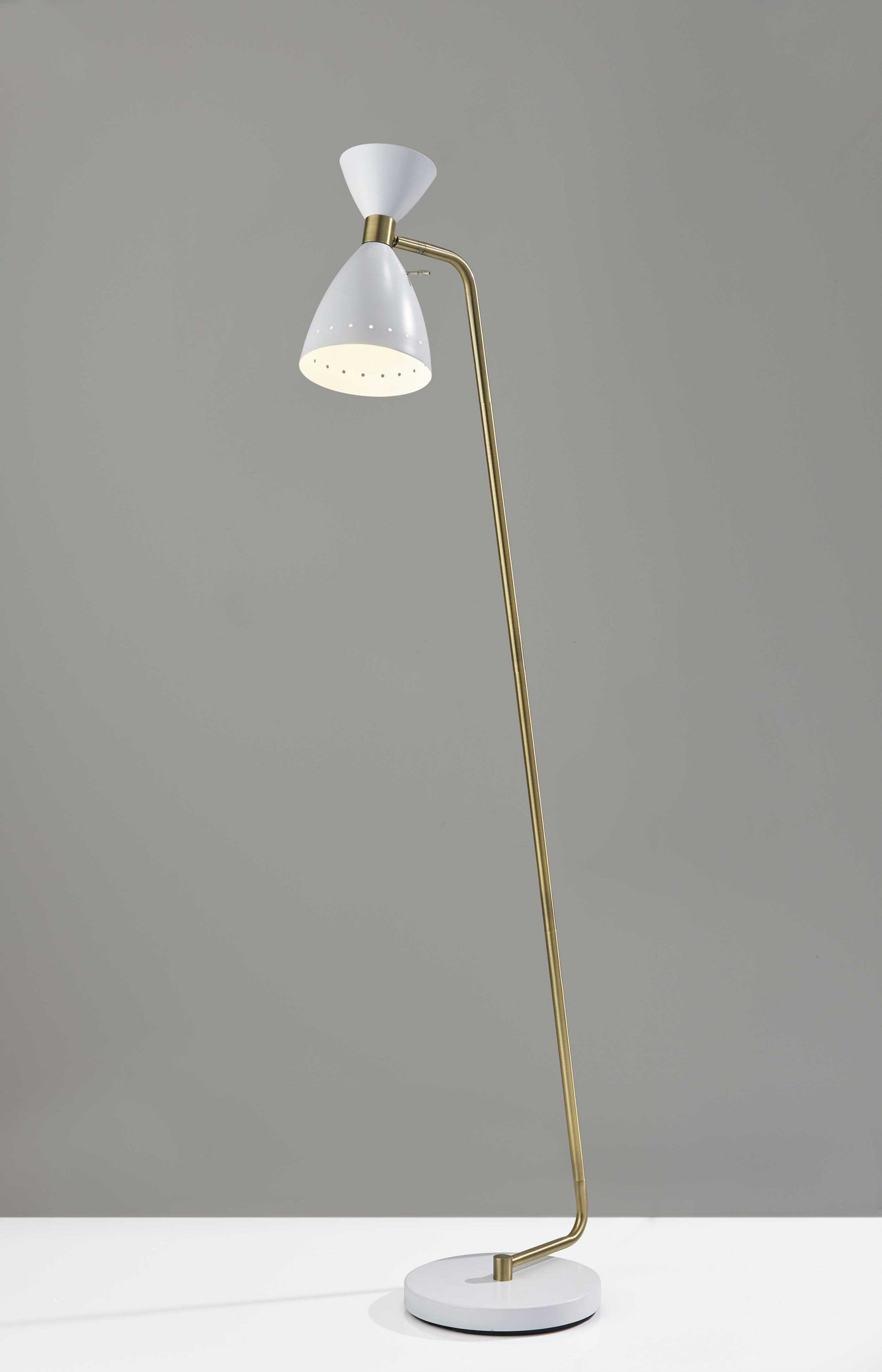 HomeRoots 59" Task Floor Lamp With Cone Shade in White Finish