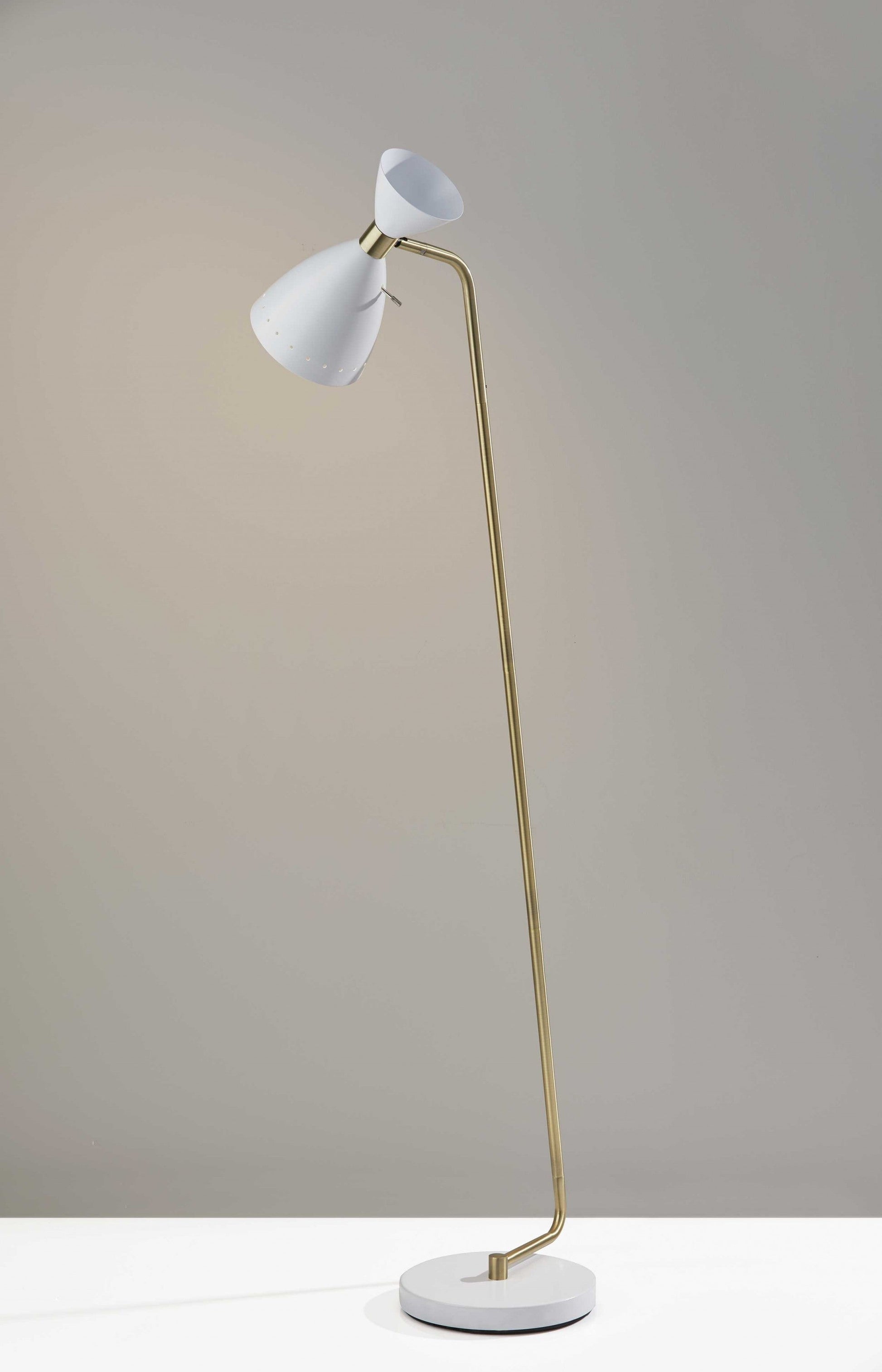 HomeRoots 59" Task Floor Lamp With Cone Shade in White Finish