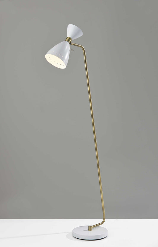 HomeRoots 59" Task Floor Lamp With Cone Shade in White Finish