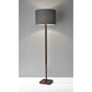 HomeRoots 59" Traditional Shaped Floor Lamp With Black Drum Shade and Walnut Wood Finish