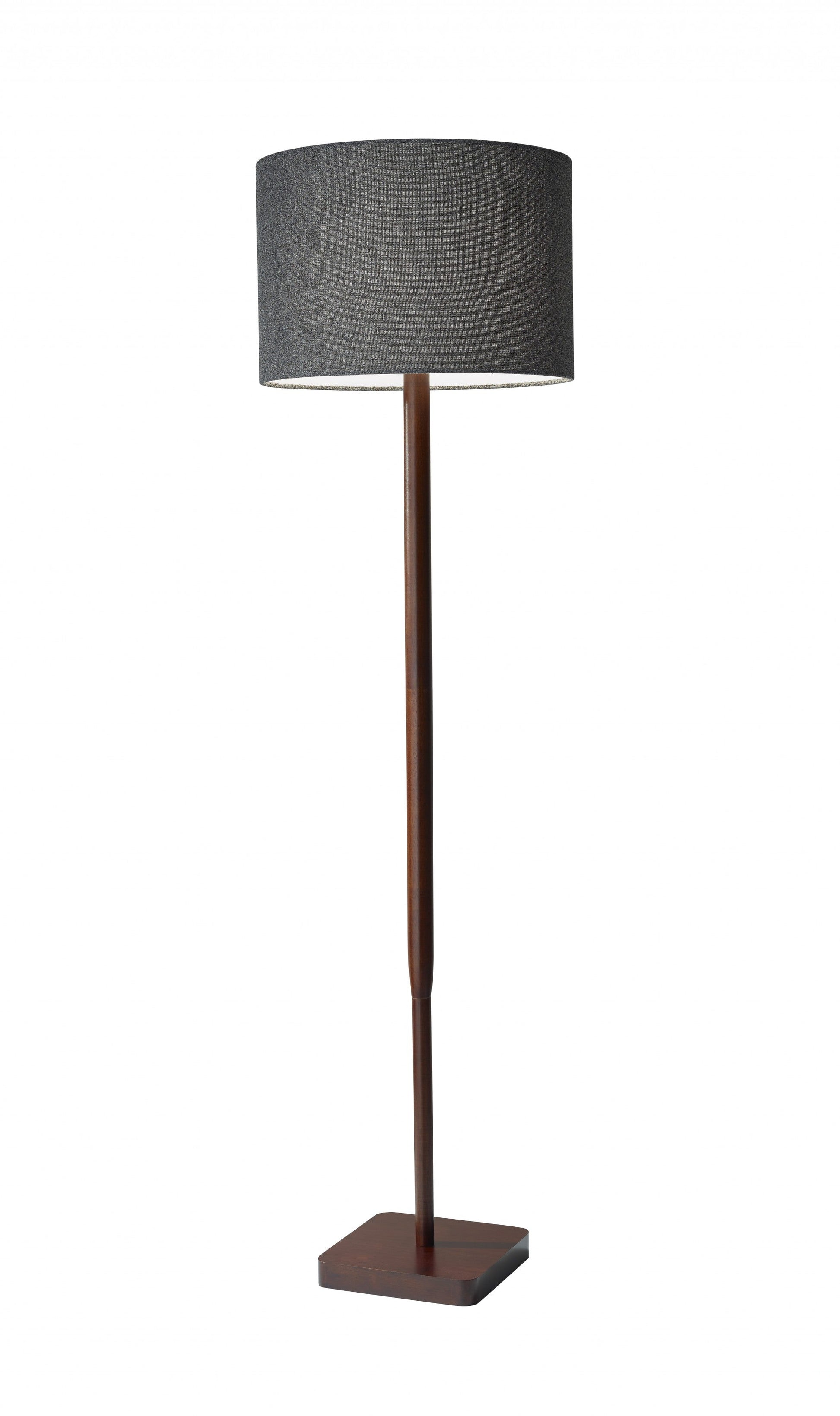 HomeRoots 59" Traditional Shaped Floor Lamp With Black Drum Shade and Walnut Wood Finish