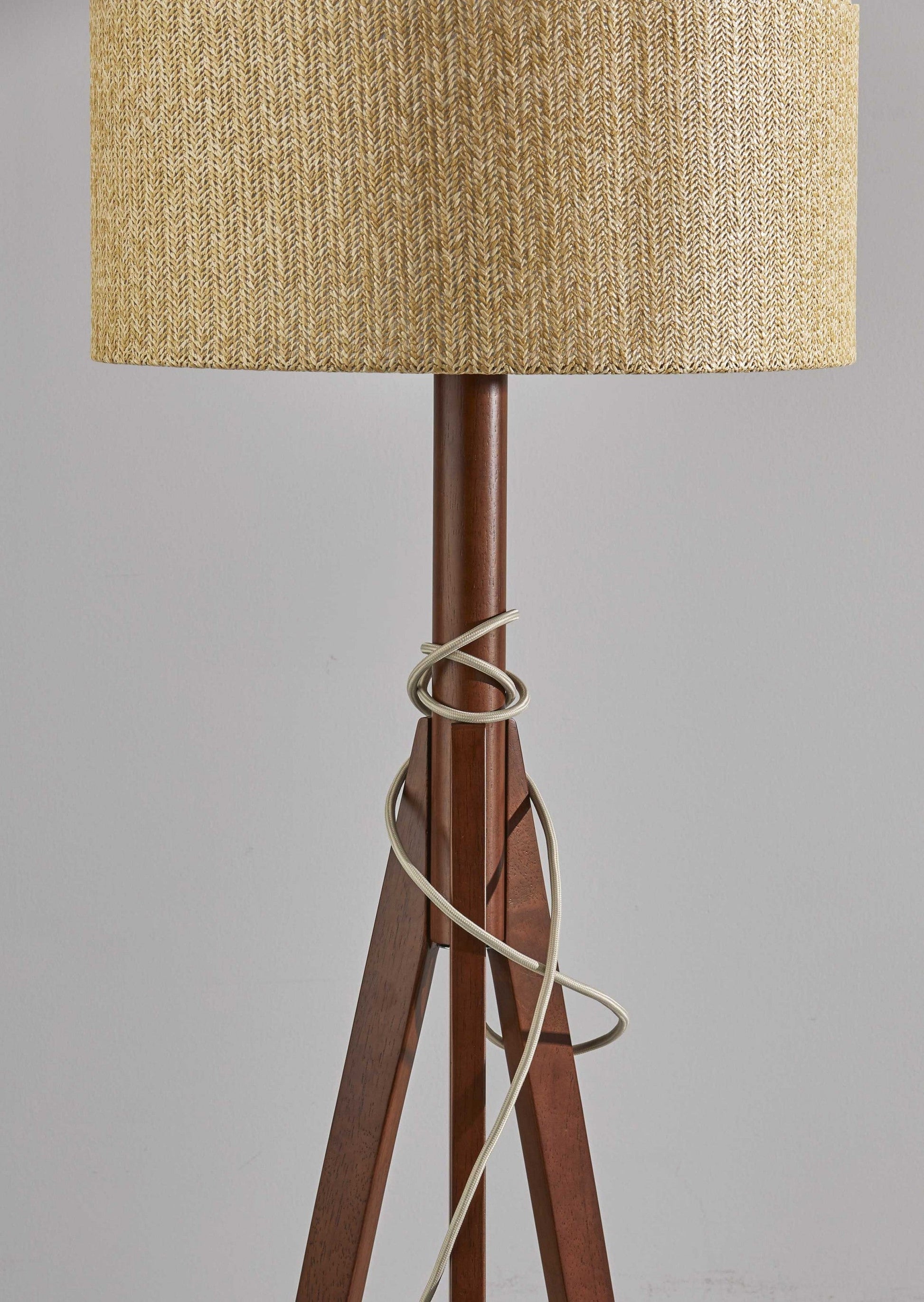 HomeRoots 59" Tripod Floor Lamp With Drum Shade and Brown Finish