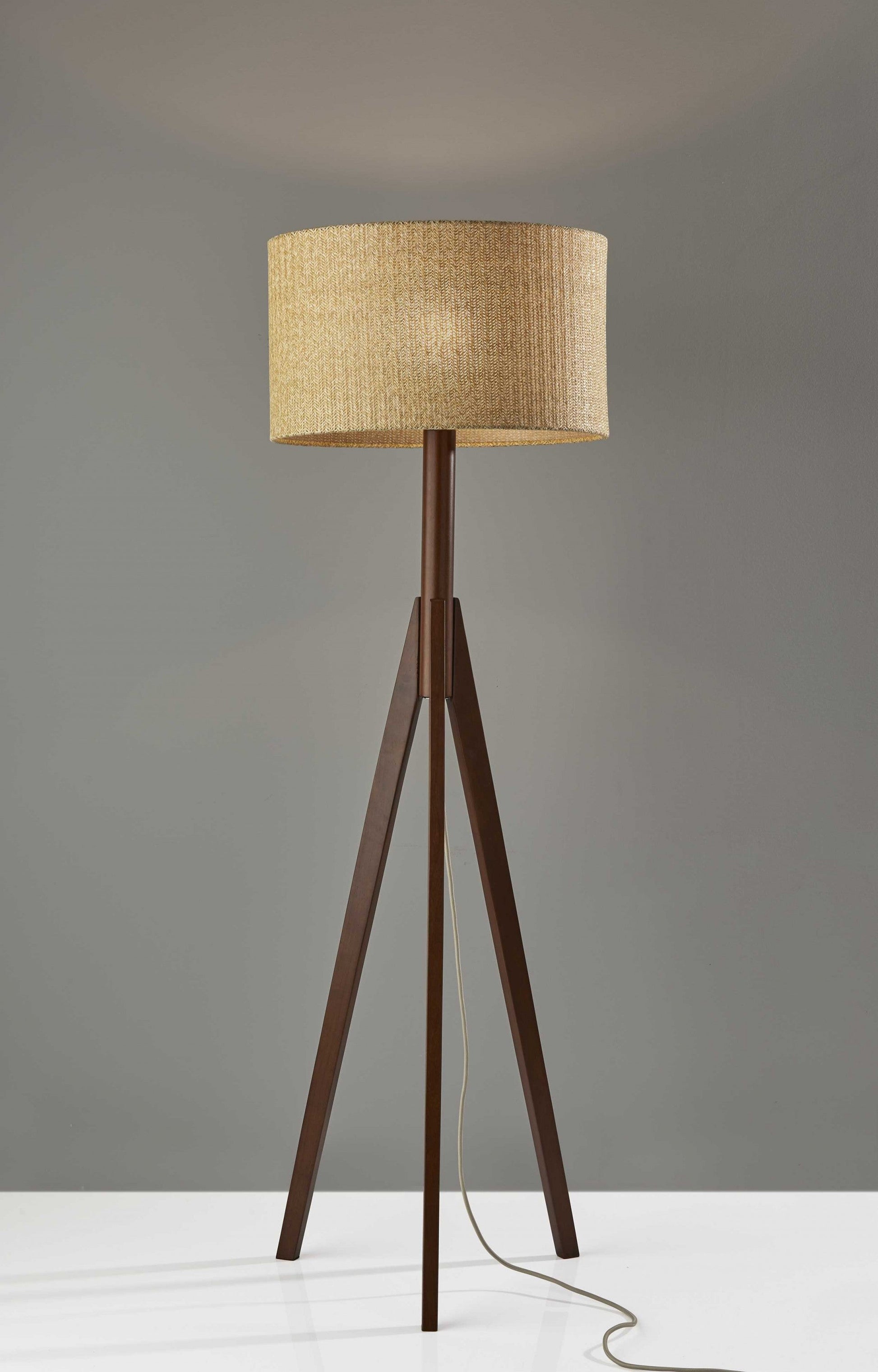 HomeRoots 59" Tripod Floor Lamp With Drum Shade and Brown Finish