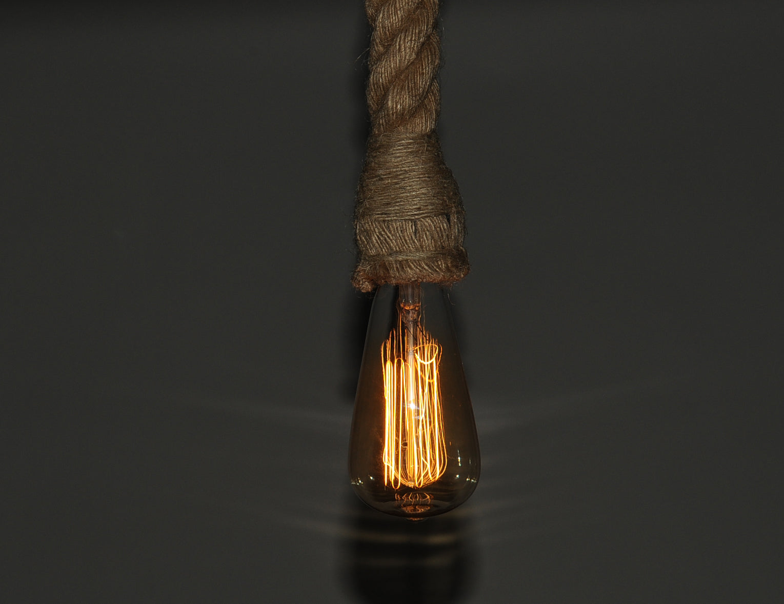 HomeRoots 5.5" x 5.5" x 36" Single Bulb Pendant Lamp With Rope Finish