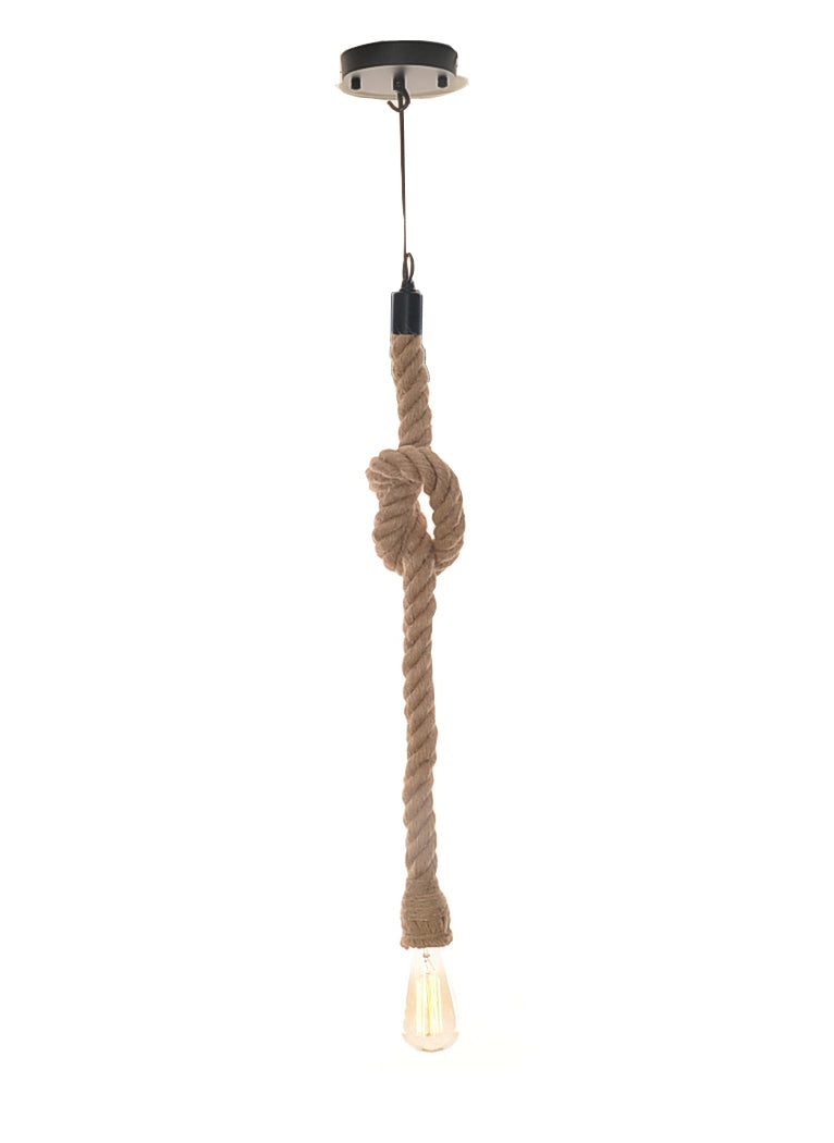 HomeRoots 5.5" x 5.5" x 36" Single Bulb Pendant Lamp With Rope Finish