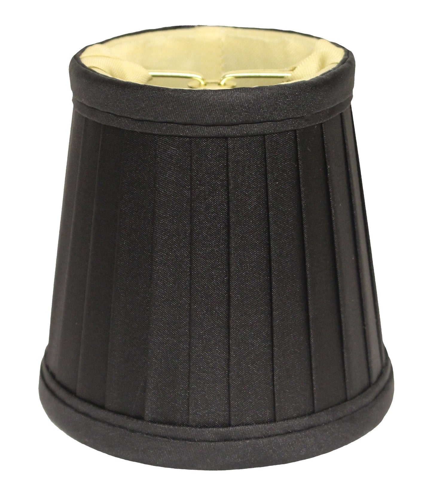 HomeRoots 6" Black and Gold Slanted Pleat Chandelier Silk Lampshades in Set of 6