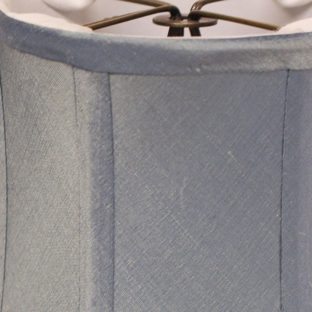 HomeRoots 6" Blue Steel Corset Drum Chandelier Dupioni Lampshades in Set of 6