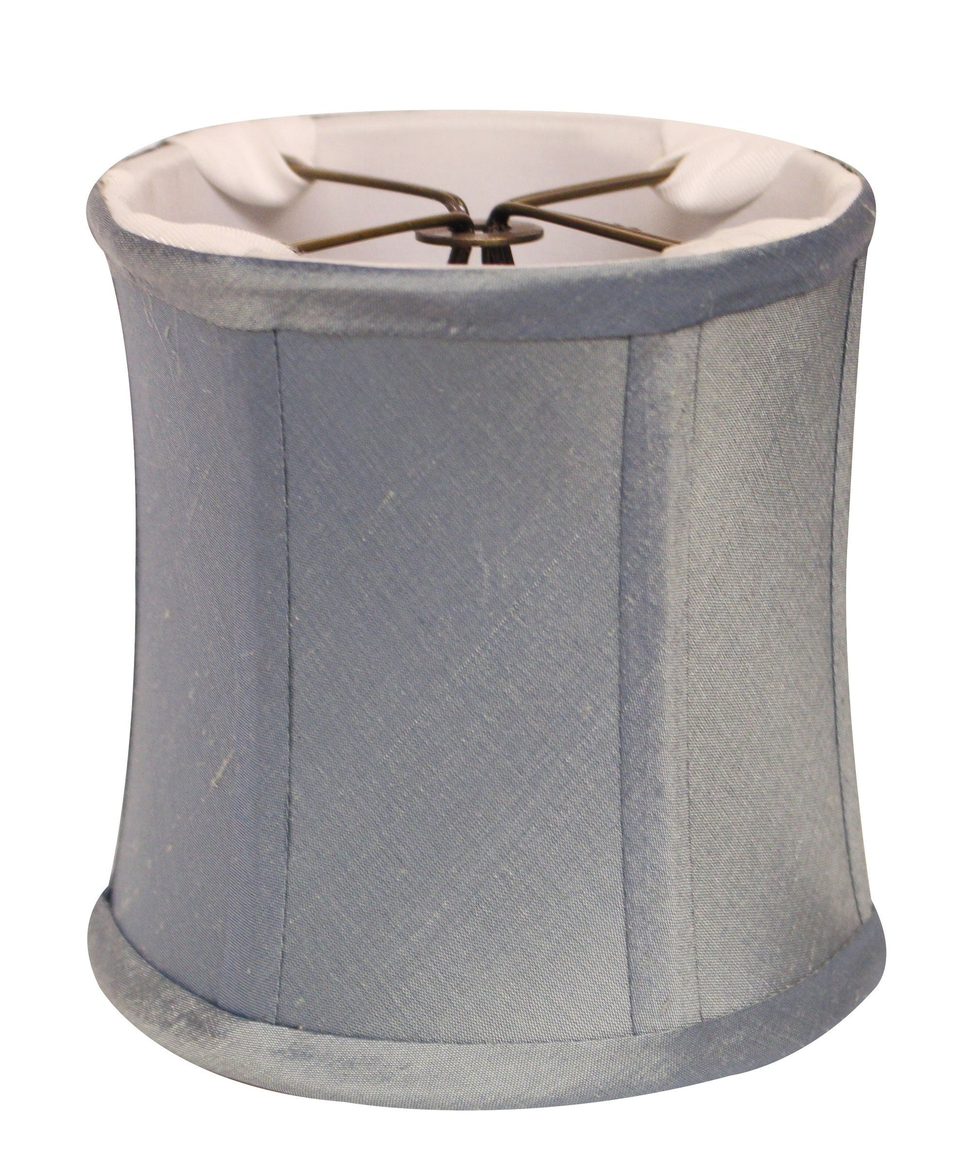 HomeRoots 6" Blue Steel Corset Drum Chandelier Dupioni Lampshades in Set of 6