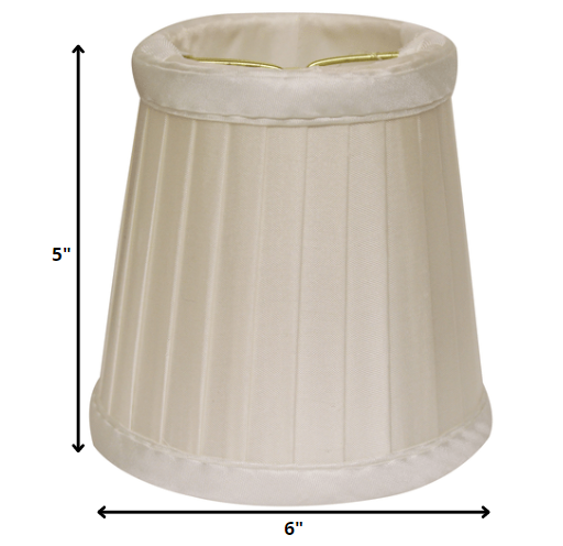 HomeRoots 6" Slate Grey Slanted Pleat Chandelier Silk Lampshades in Set of 6