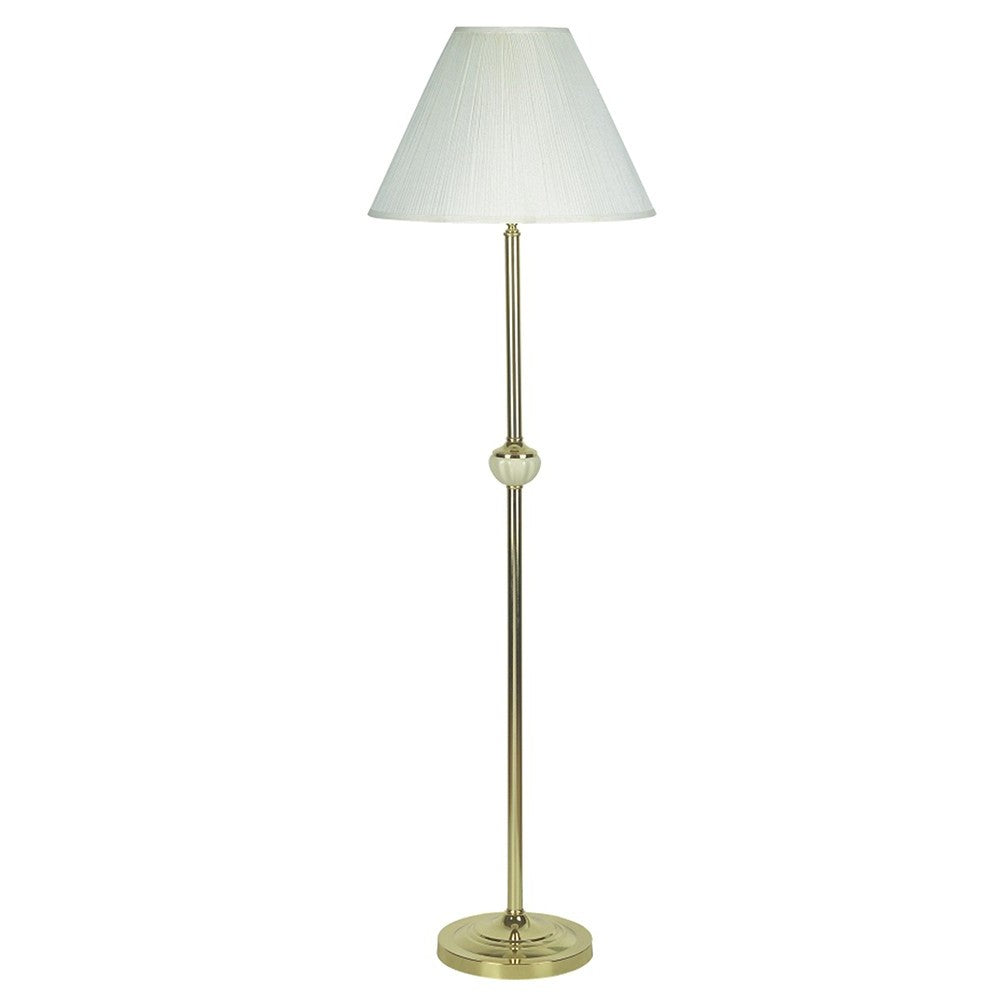 HomeRoots 60" Brass Ceramic Traditional Shaped Floor Lamp With Ivory Empire Shade