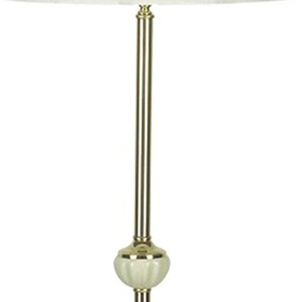 HomeRoots 60" Brass Ceramic Traditional Shaped Floor Lamp With Ivory Empire Shade