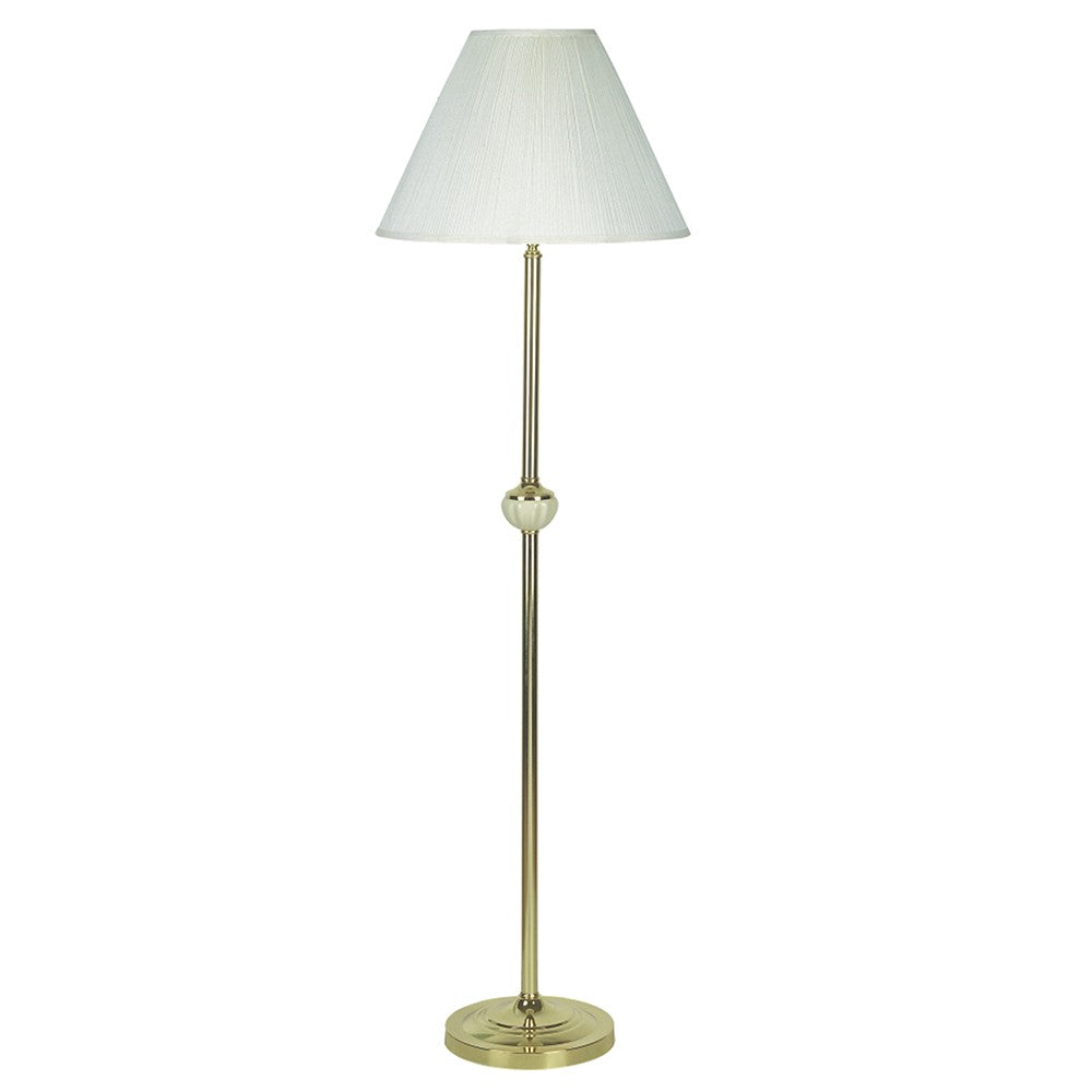 HomeRoots 60" Brass Ceramic Traditional Shaped Floor Lamp With Ivory Empire Shade