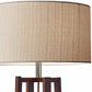 HomeRoots 60" Novelty Floor Lamp With Beige Drum Shade and Walnut Birchwood Finish