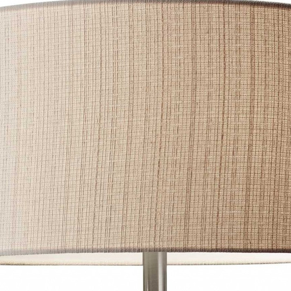 HomeRoots 60" Novelty Floor Lamp With Beige Drum Shade and Walnut Birchwood Finish