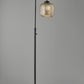 HomeRoots 60" Task Floor Lamp With Brass Globe Shade in Black Finish