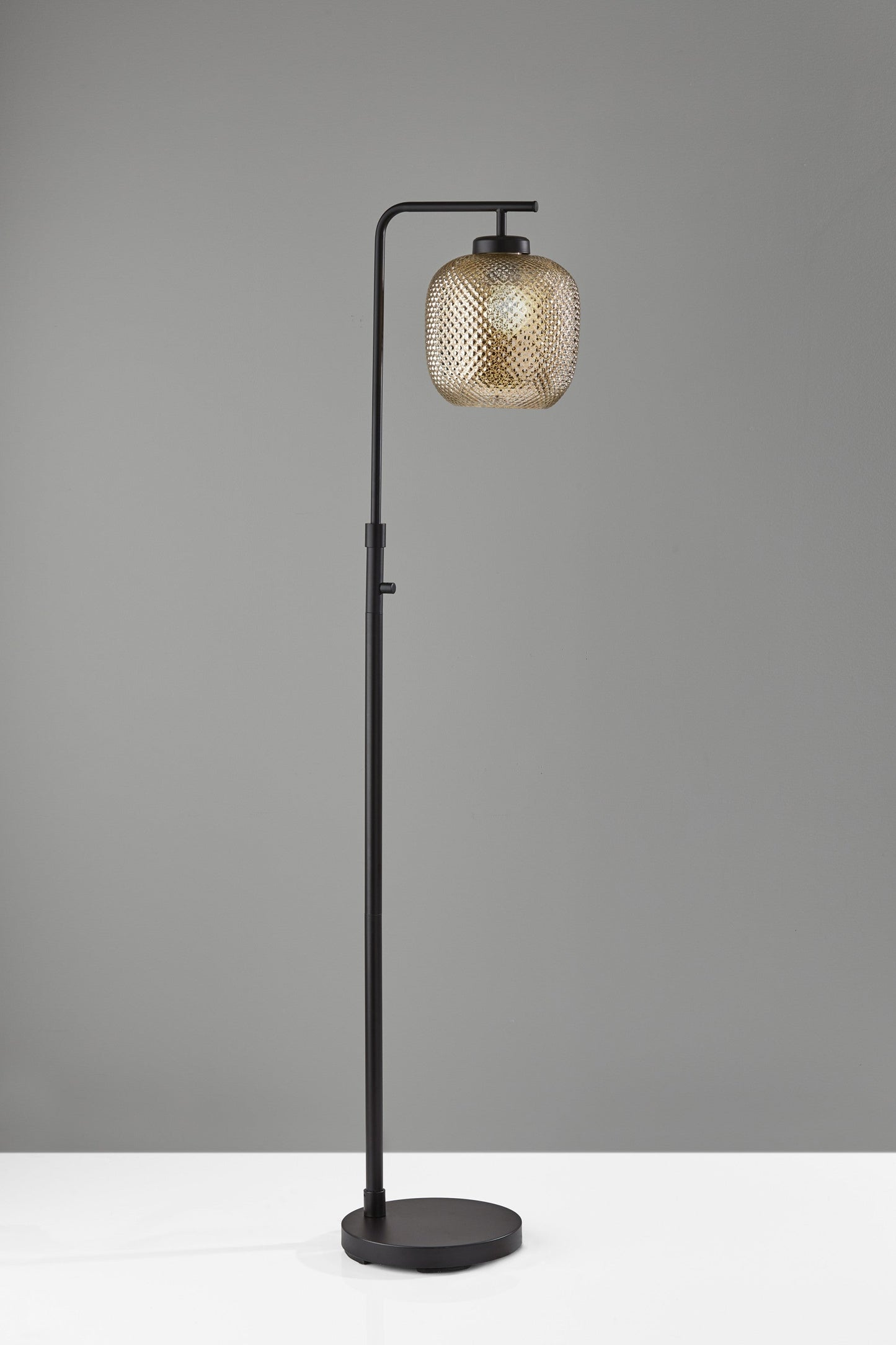 HomeRoots 60" Task Floor Lamp With Brass Globe Shade in Black Finish