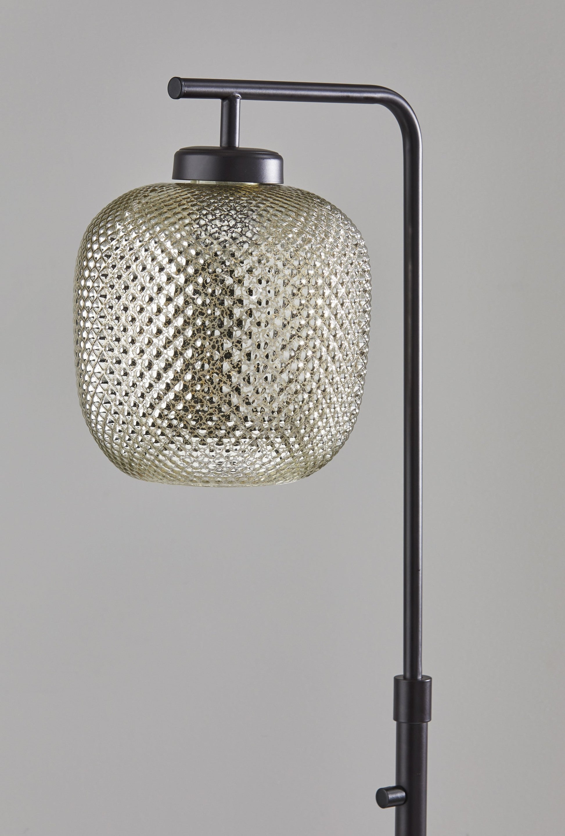 HomeRoots 60" Task Floor Lamp With Brass Globe Shade in Black Finish