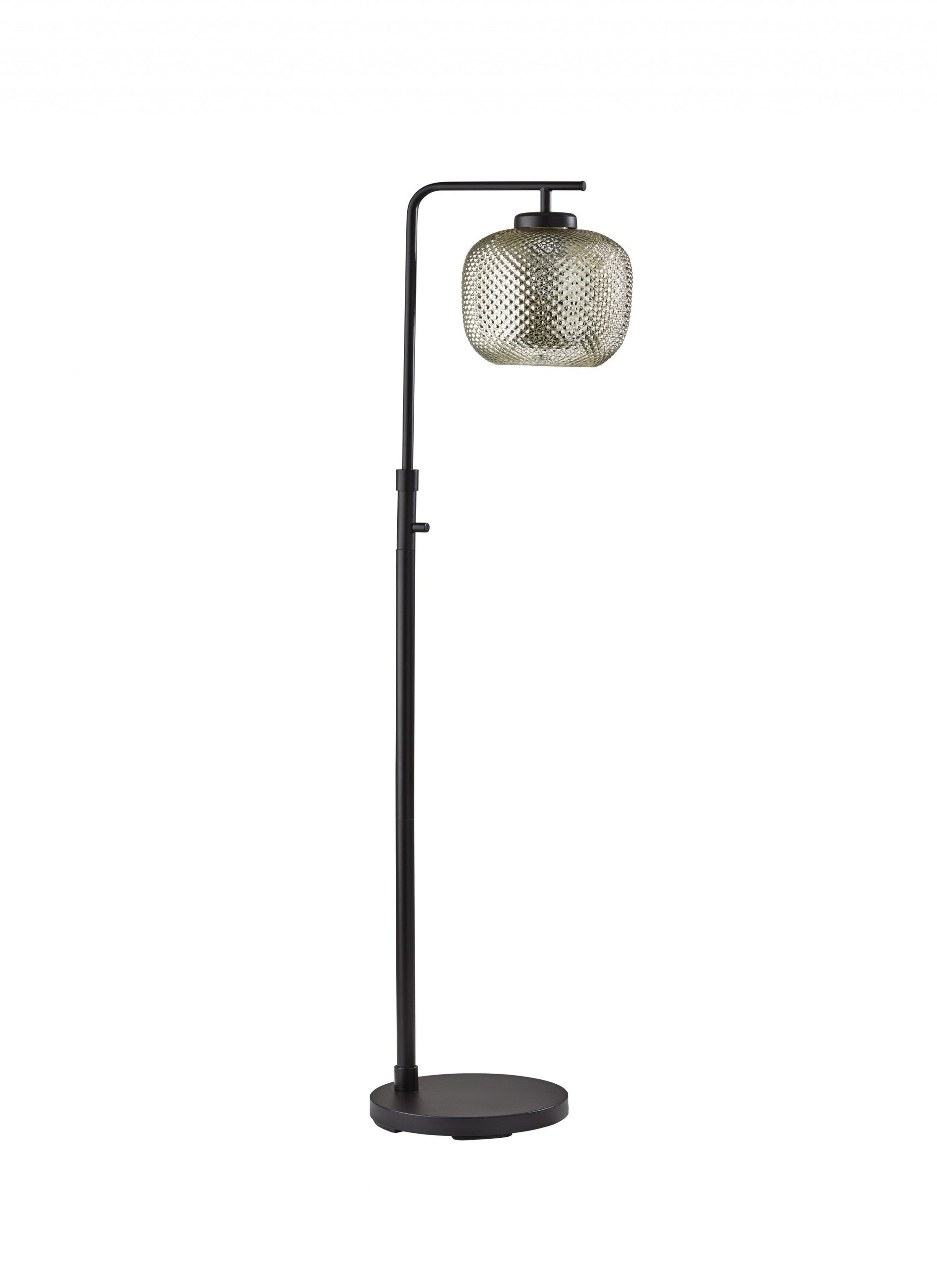 HomeRoots 60" Task Floor Lamp With Brass Globe Shade in Black Finish