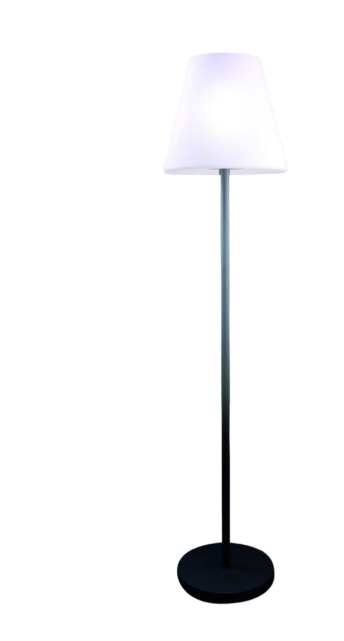 HomeRoots 60" Traditional And Trendy Floor Lamp With White Shade in Black Metal Finish