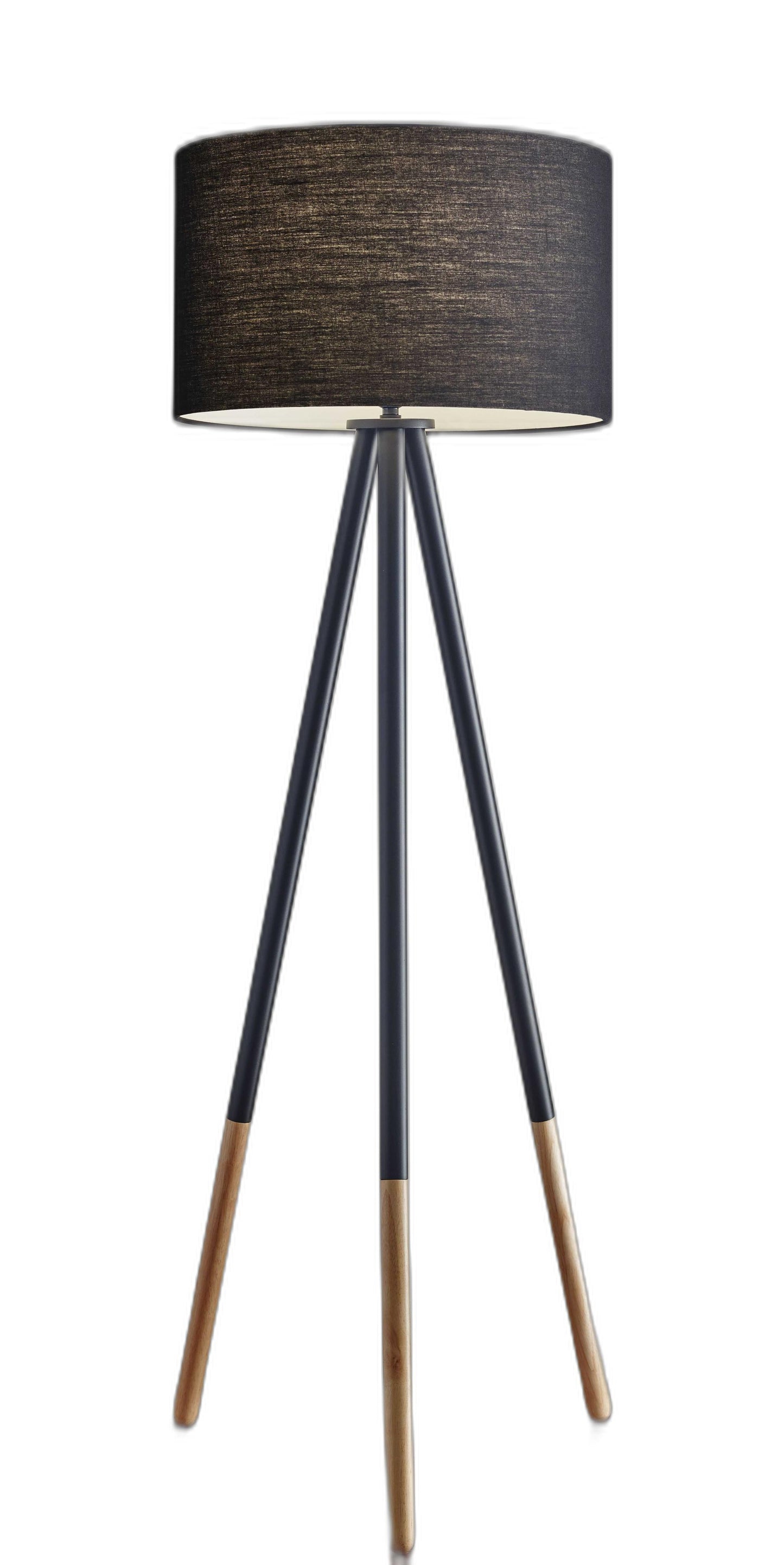 HomeRoots 60" Tripod Floor Lamp With Drum Shade in Black Finish