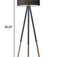 HomeRoots 60" Tripod Floor Lamp With Drum Shade in Black Finish