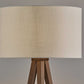 HomeRoots 60" Tripod Floor Lamp With White Drum Shade and Rosewood Veneer Finish