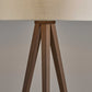 HomeRoots 60" Tripod Floor Lamp With White Drum Shade and Rosewood Veneer Finish