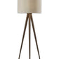 HomeRoots 60" Tripod Floor Lamp With White Drum Shade and Rosewood Veneer Finish