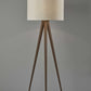 HomeRoots 60" Tripod Floor Lamp With White Drum Shade and Rosewood Veneer Finish