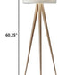 HomeRoots 60" Tripod Floor Lamp With White Drum Shade in Natural Oak Finish