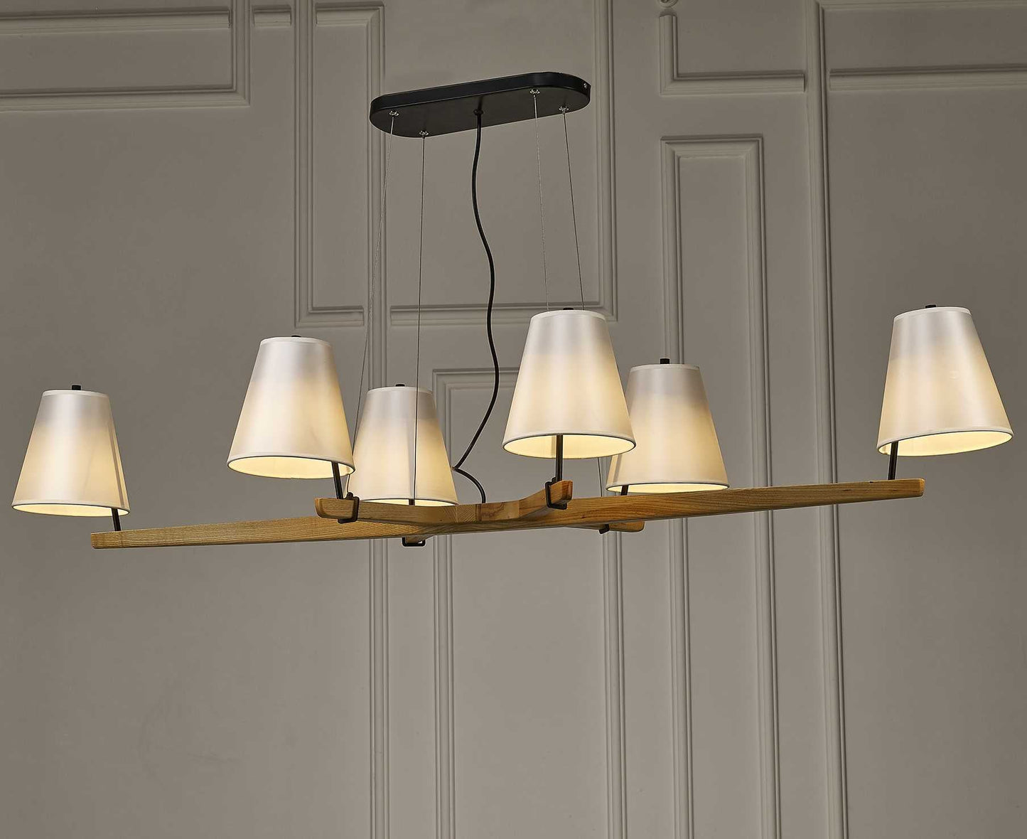 HomeRoots 60" x 14" x 23" Pendant Lamp With White Wood Finish