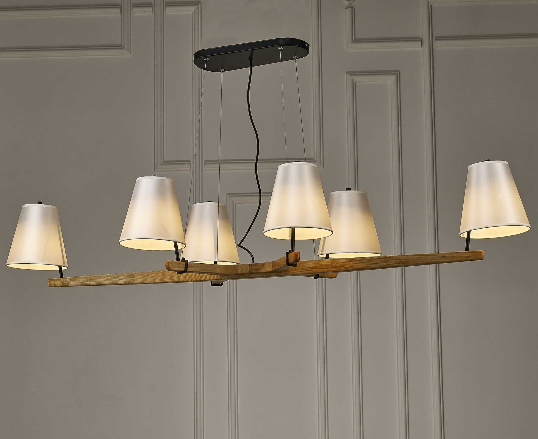 HomeRoots 60" x 14" x 23" Pendant Lamp With White Wood Finish