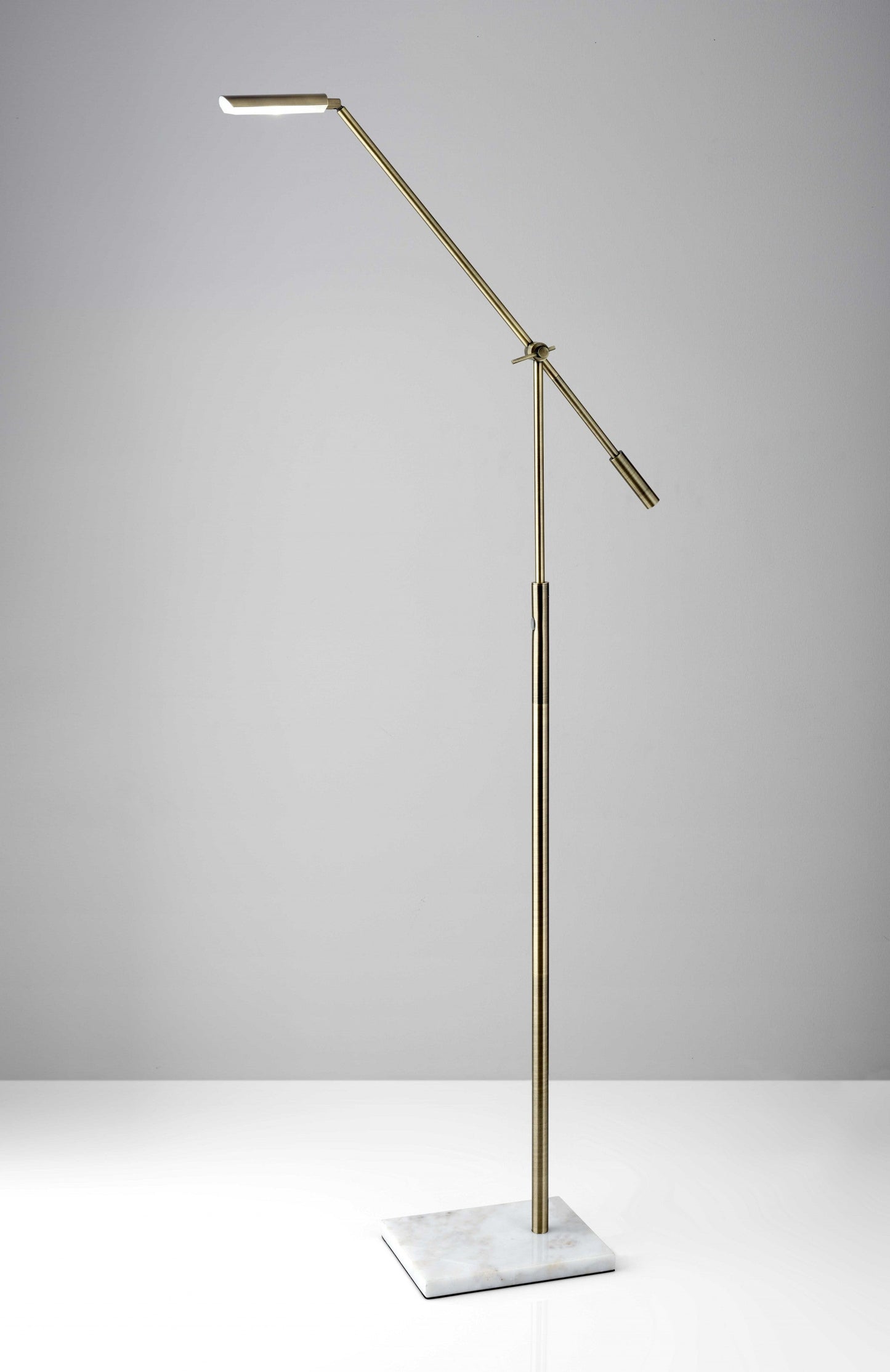 HomeRoots 61" Adjustable Floor Lamp With Dimmable LED Light and Brass Metal Finish