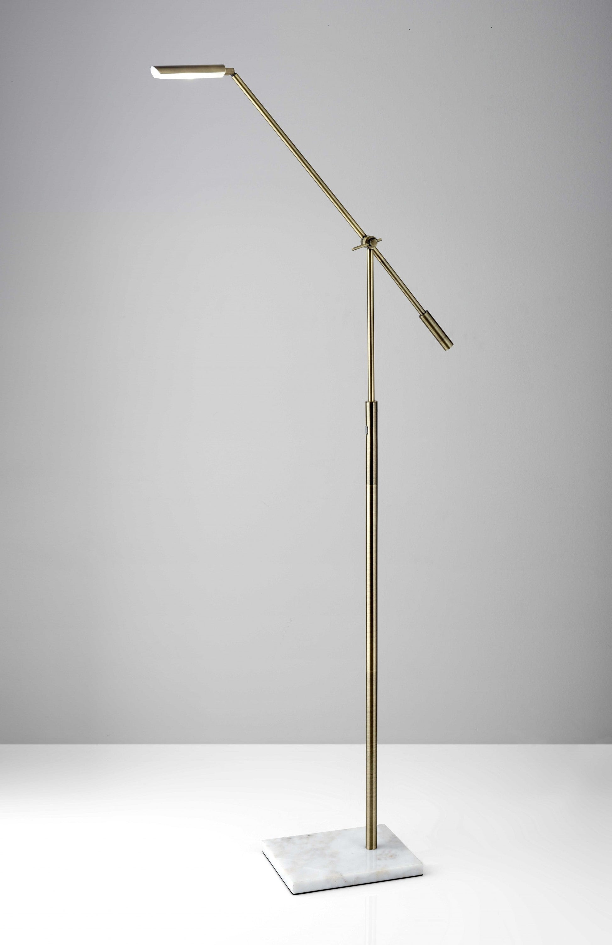 HomeRoots 61" Adjustable Floor Lamp With Dimmable LED Light and Brass Metal Finish