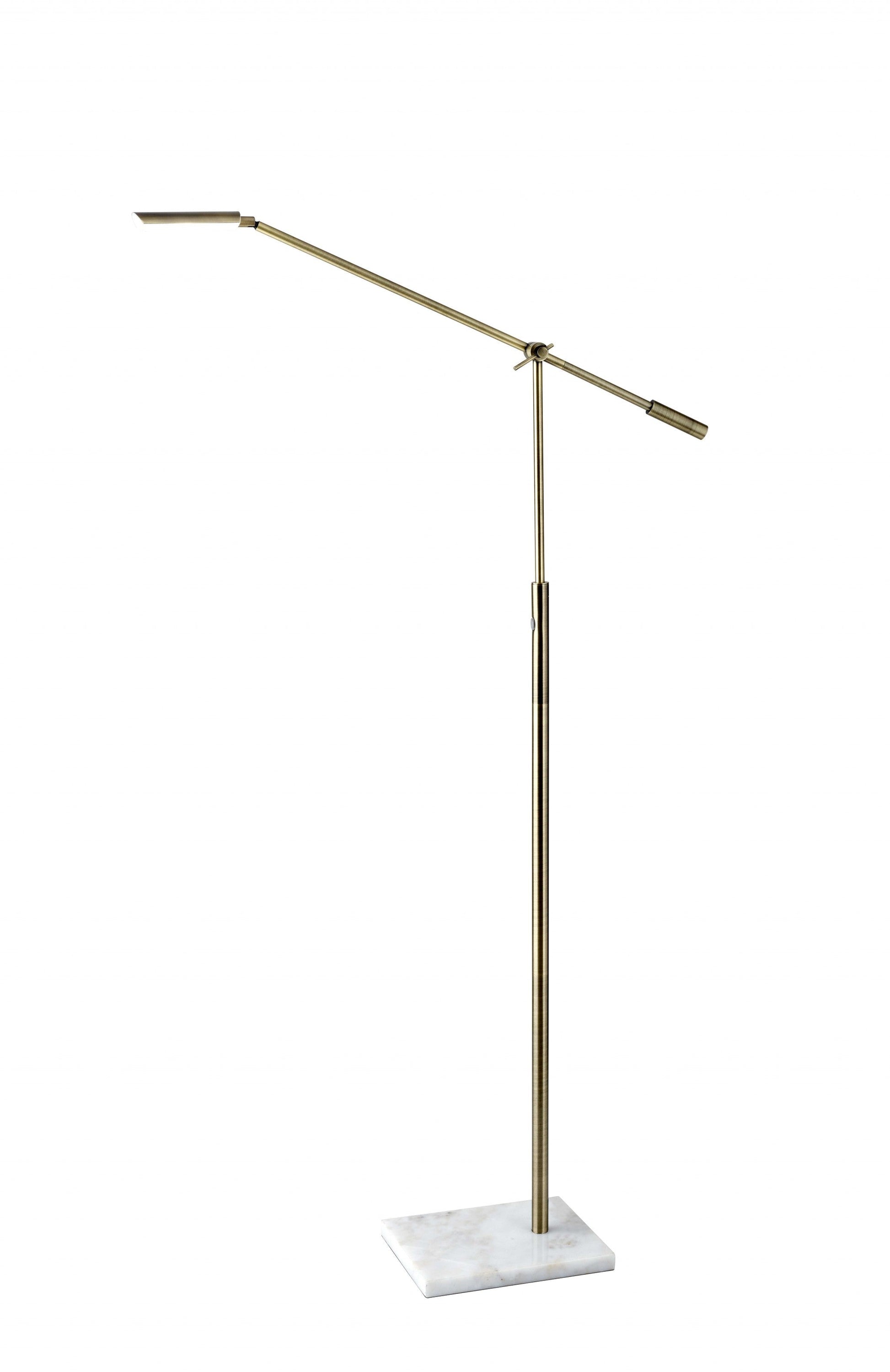 HomeRoots 61" Adjustable Floor Lamp With Dimmable LED Light and Brass Metal Finish