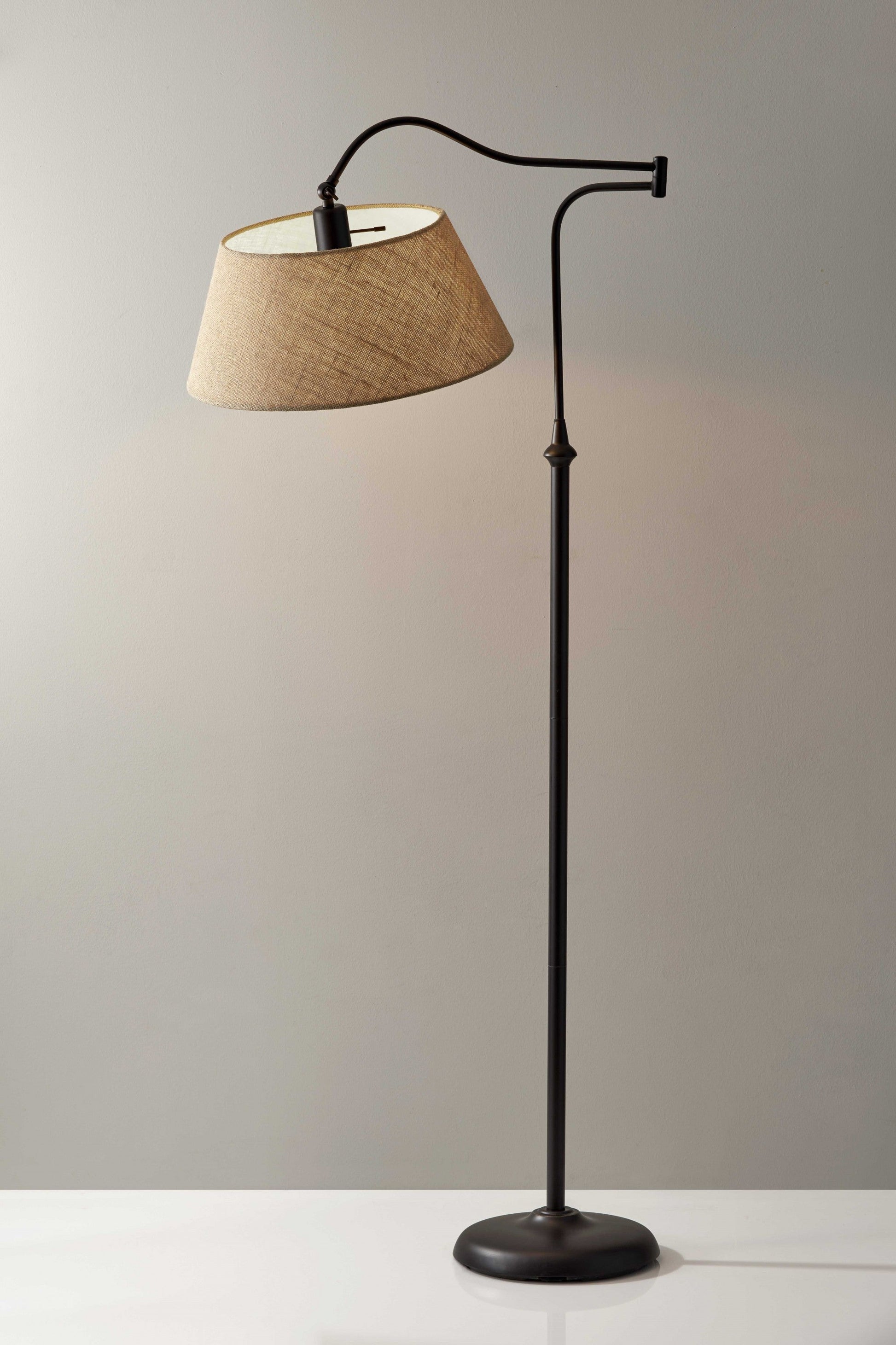 HomeRoots 61" Arched Floor Lamp With Brown Empire Shade in Antique Bronze Finish