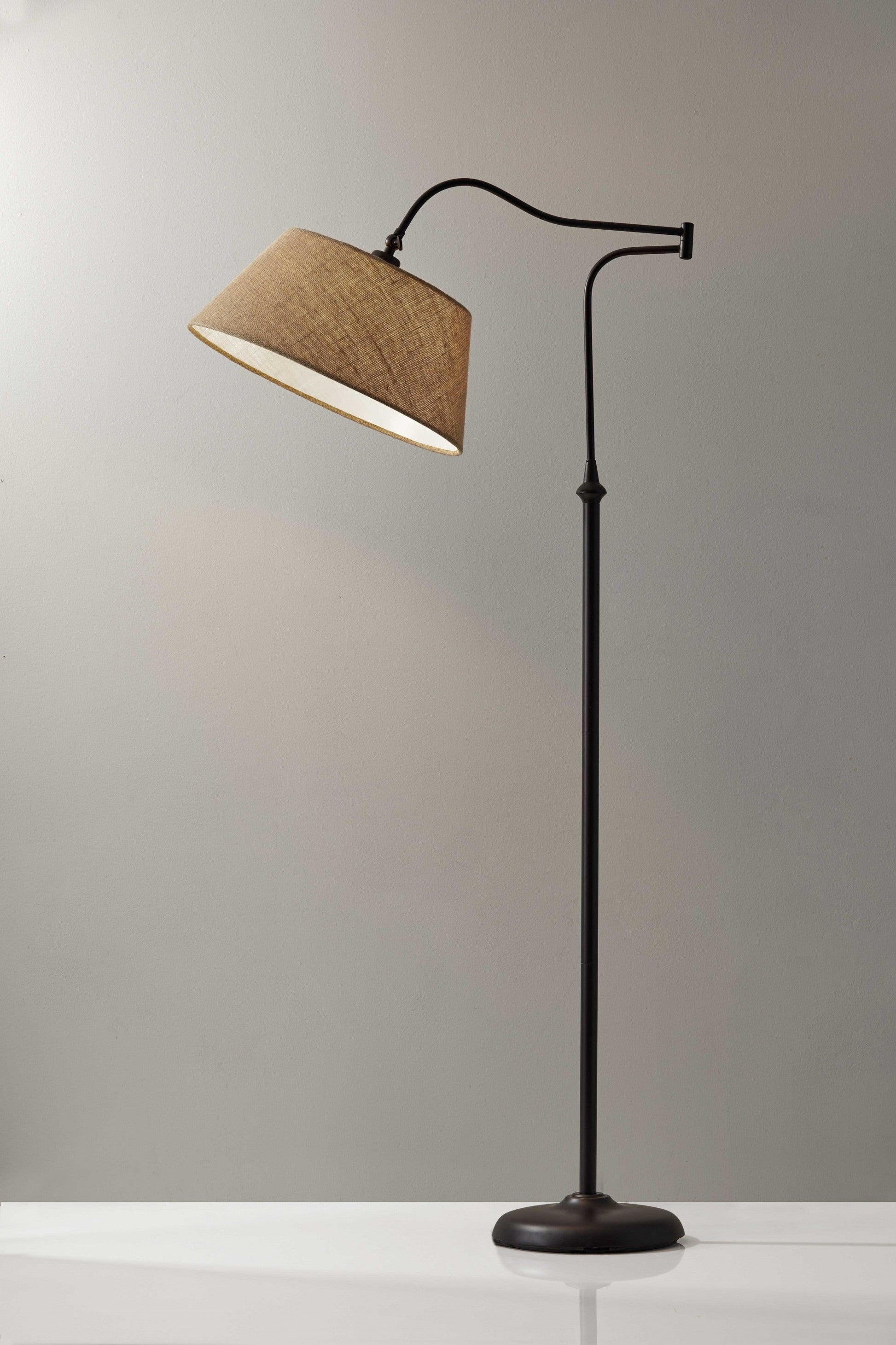 HomeRoots 61" Arched Floor Lamp With Brown Empire Shade in Antique Bronze Finish