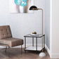 HomeRoots 61" Black And Gold Floor Lamp With White Marble Finish